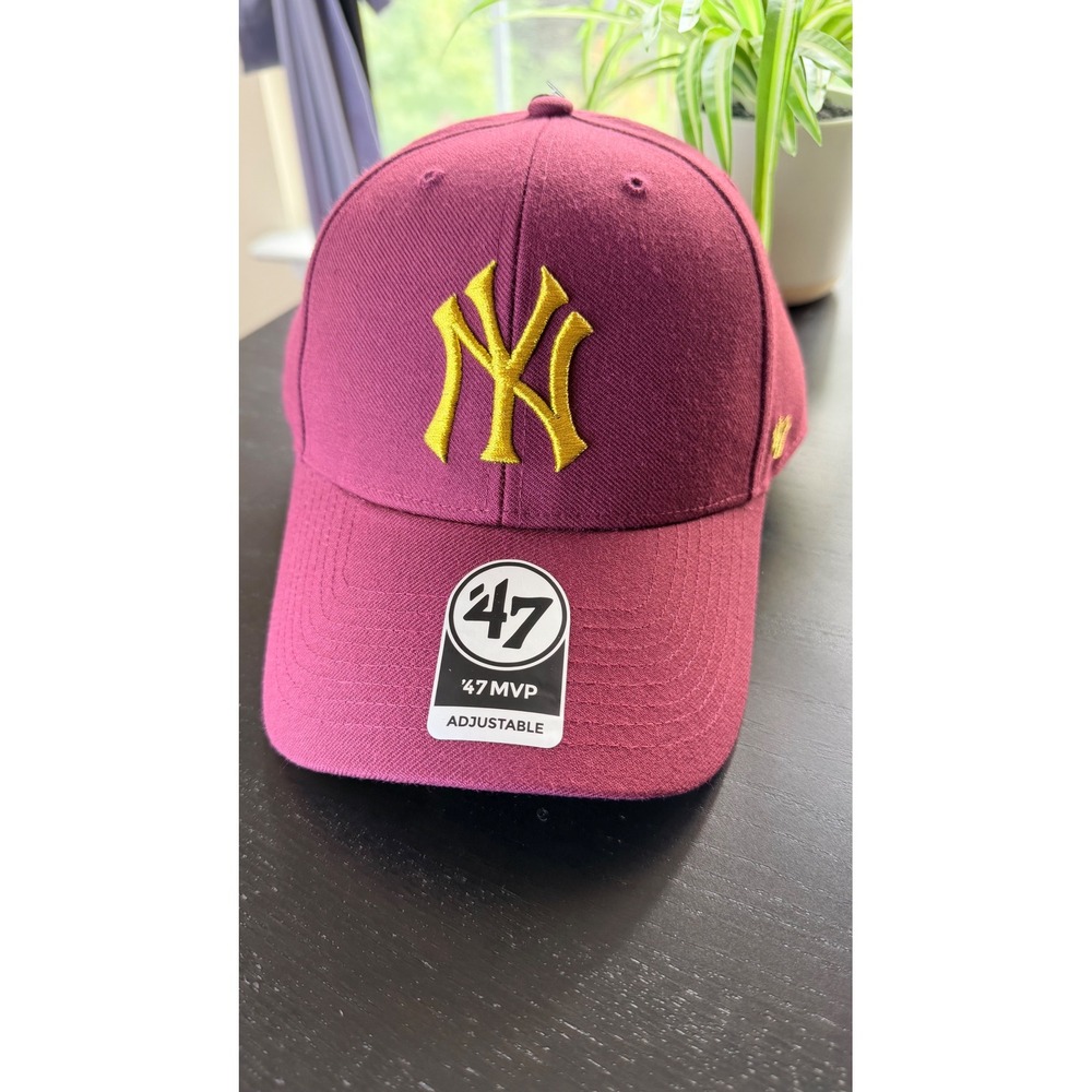 New York Yankees MVP Adjustable Hat Maroon Gold Baseball Cap